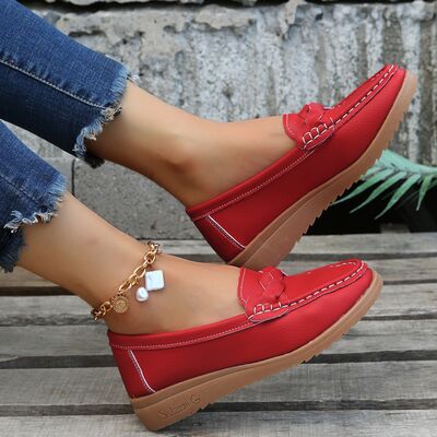 Mocassins femme à talon compensé tressés 14