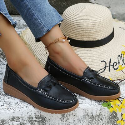 Mocassins femme à talon compensé tressés 5