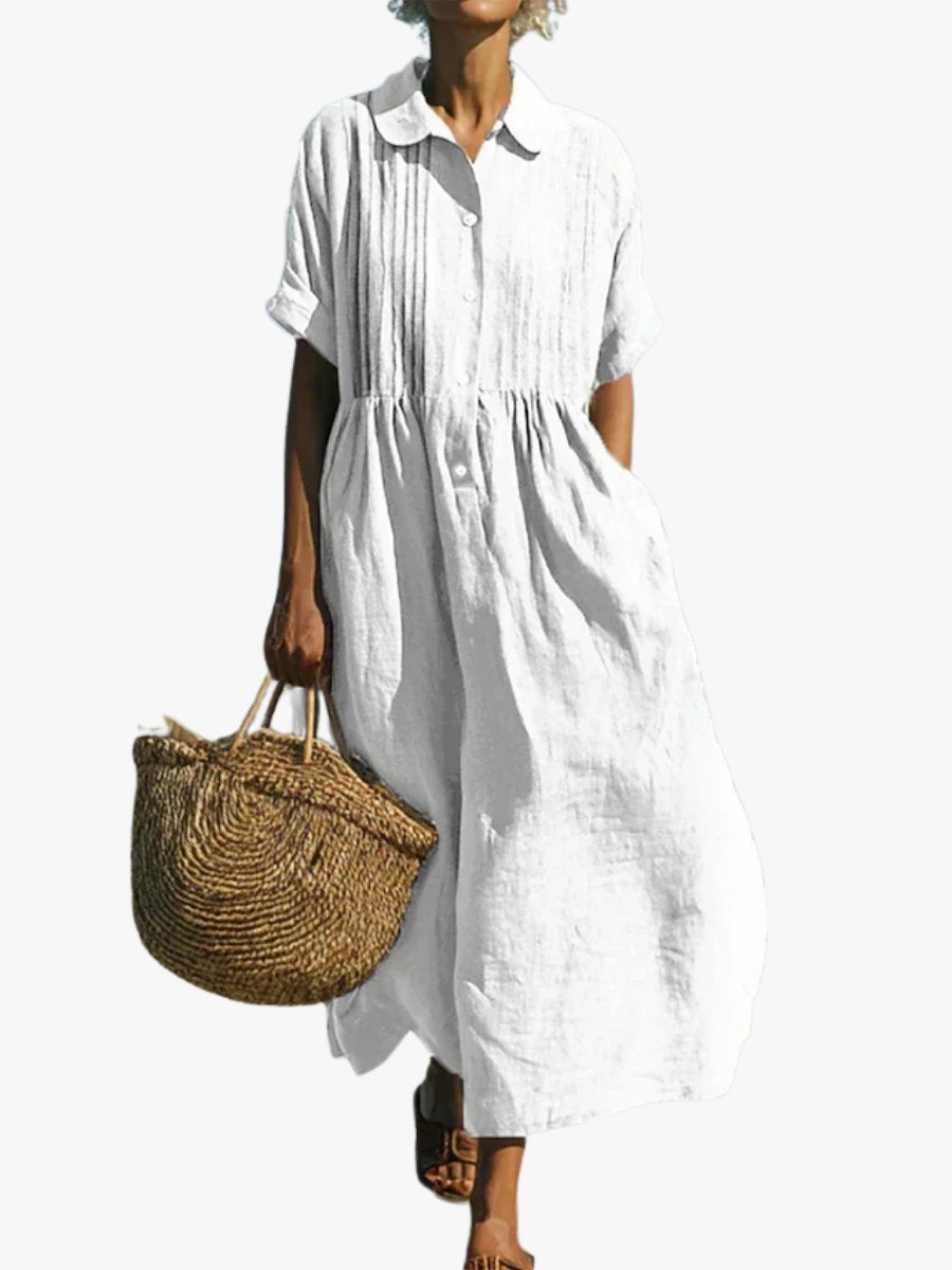 Robe en lin fluide à boutons sur le devant