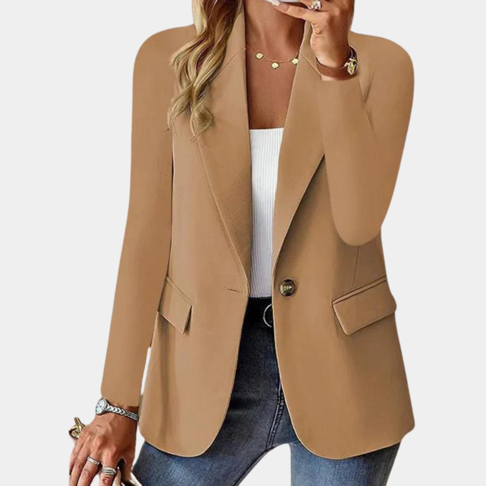 Blazer femme cintré coupe tailleur à manches longues et fermeture devant pour le bureau et le quotidien 3