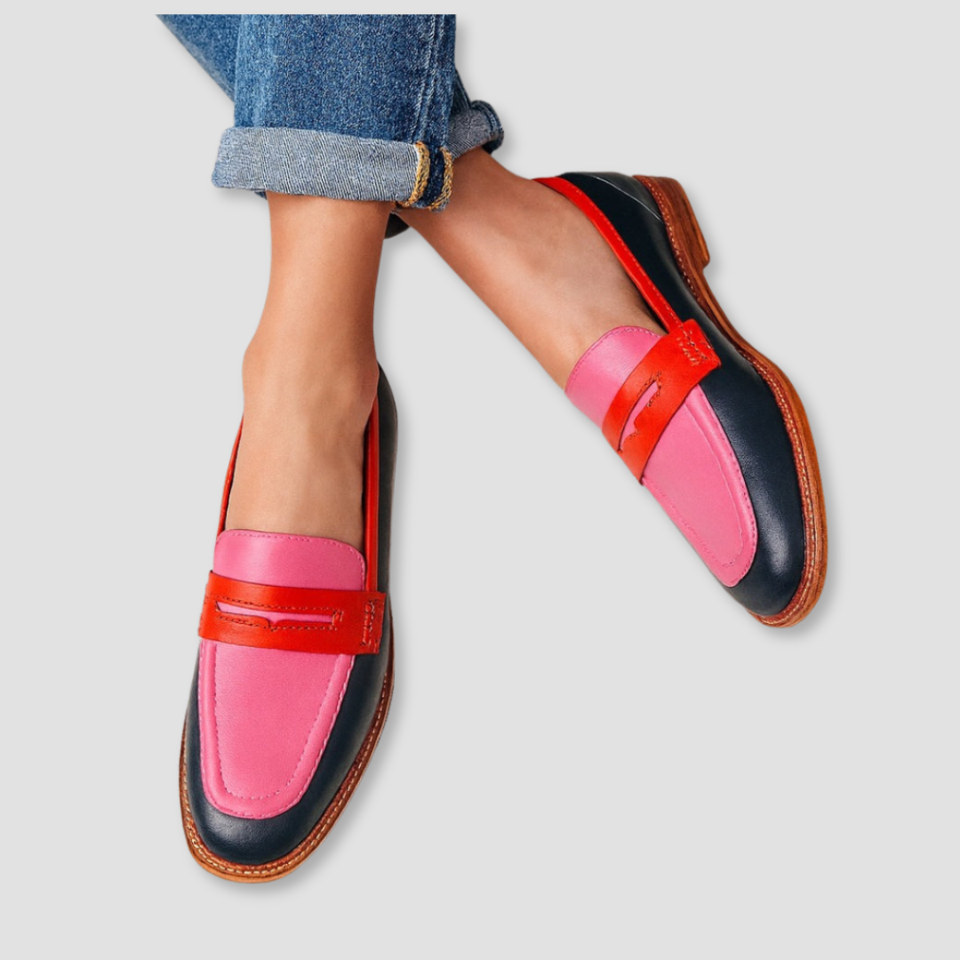 Mocassins femme multicolores à semelle plate et bout rond 1