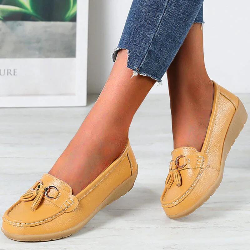 Mocassins femme en cuir respirant à intérieur doux 3