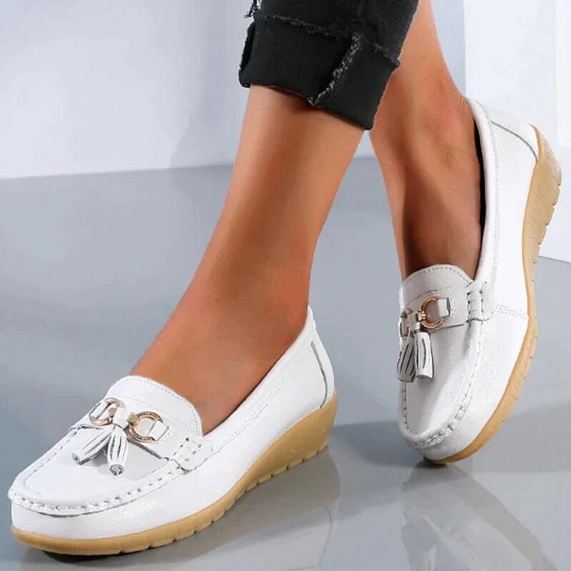 Mocassins femme en cuir respirant à intérieur doux 7