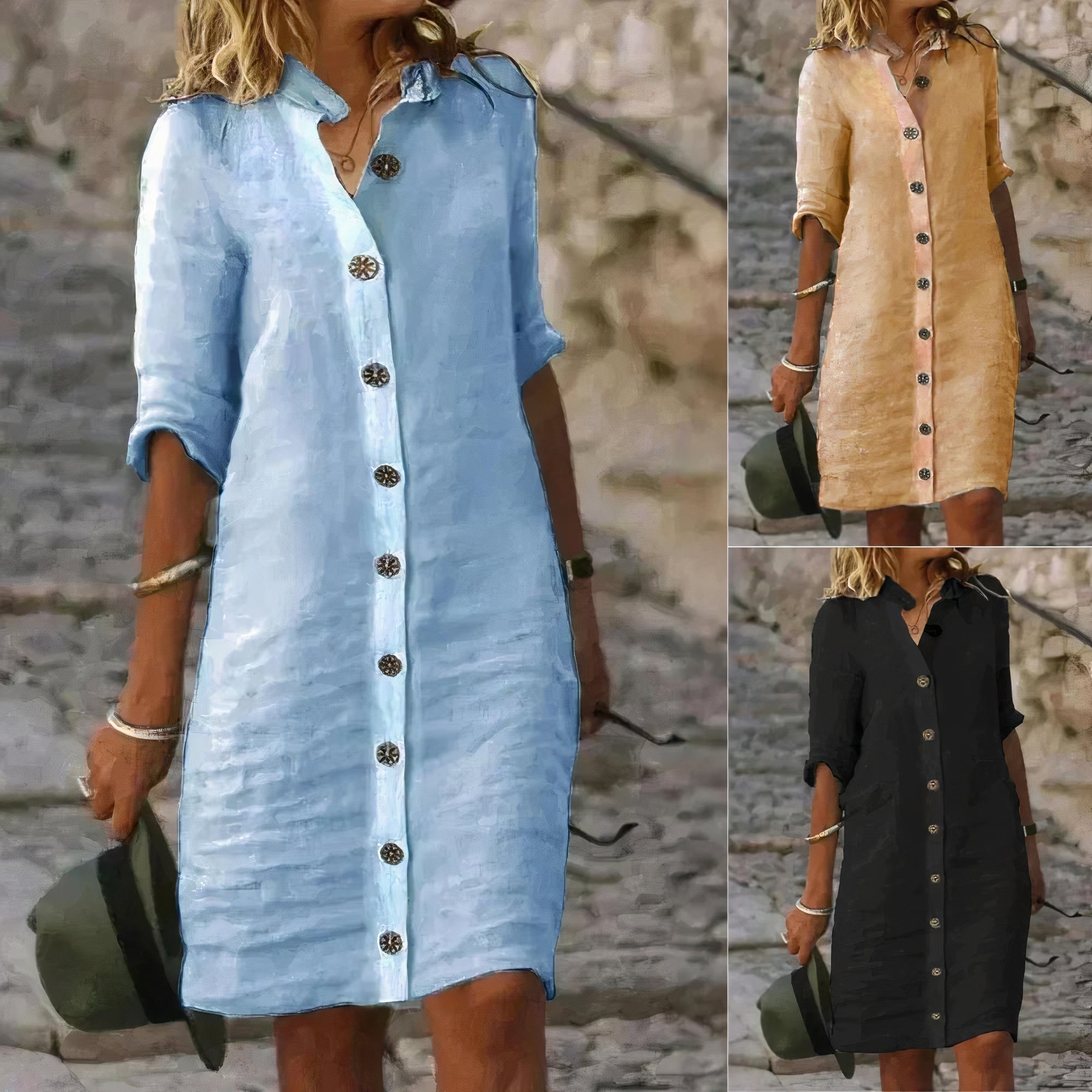 Robe chemise en lin femme
