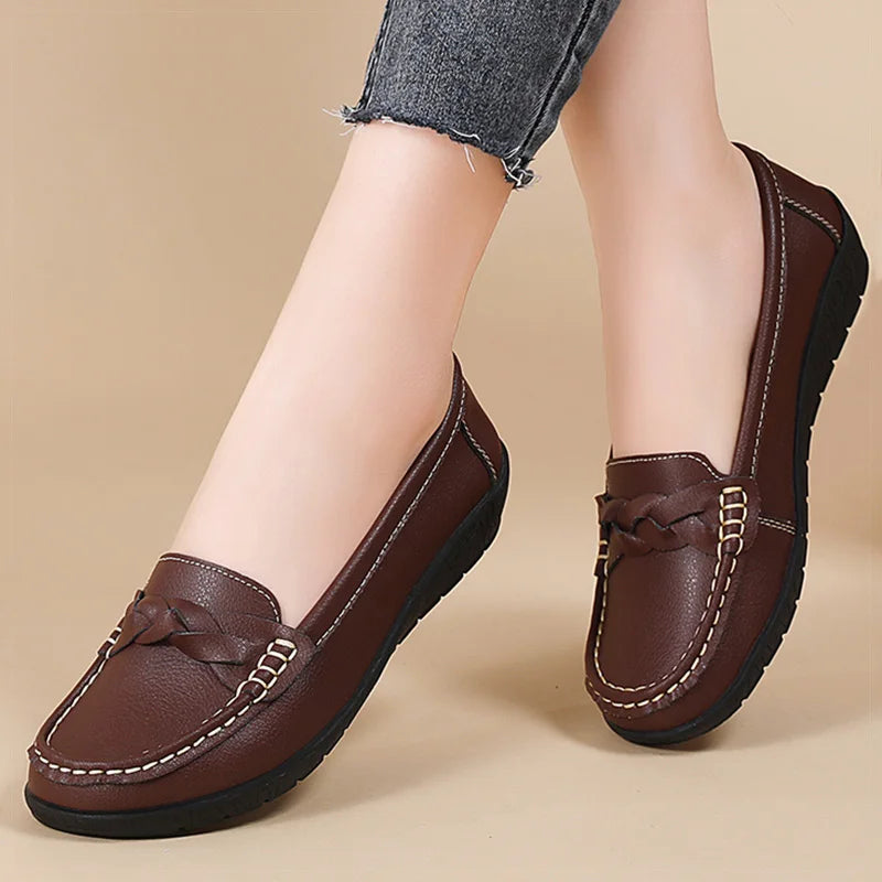 Mocassins femme à bout rond avec bride tressée 2