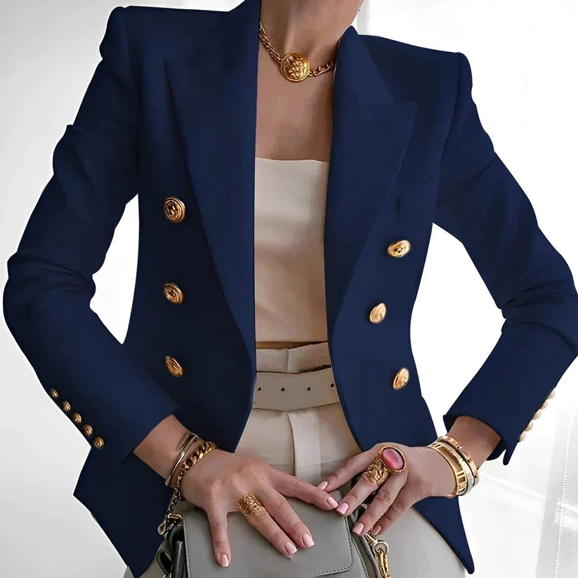 Blazer femme droit doublé à épaules structurées, col à revers et manches longues 5