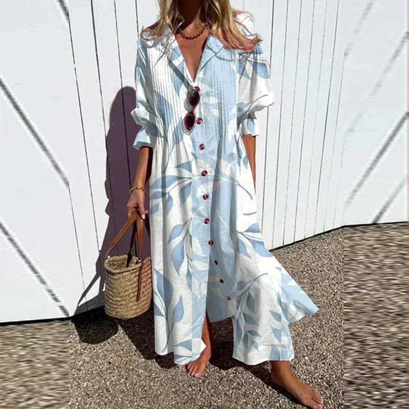 Robe maxi bohème à col en V femme