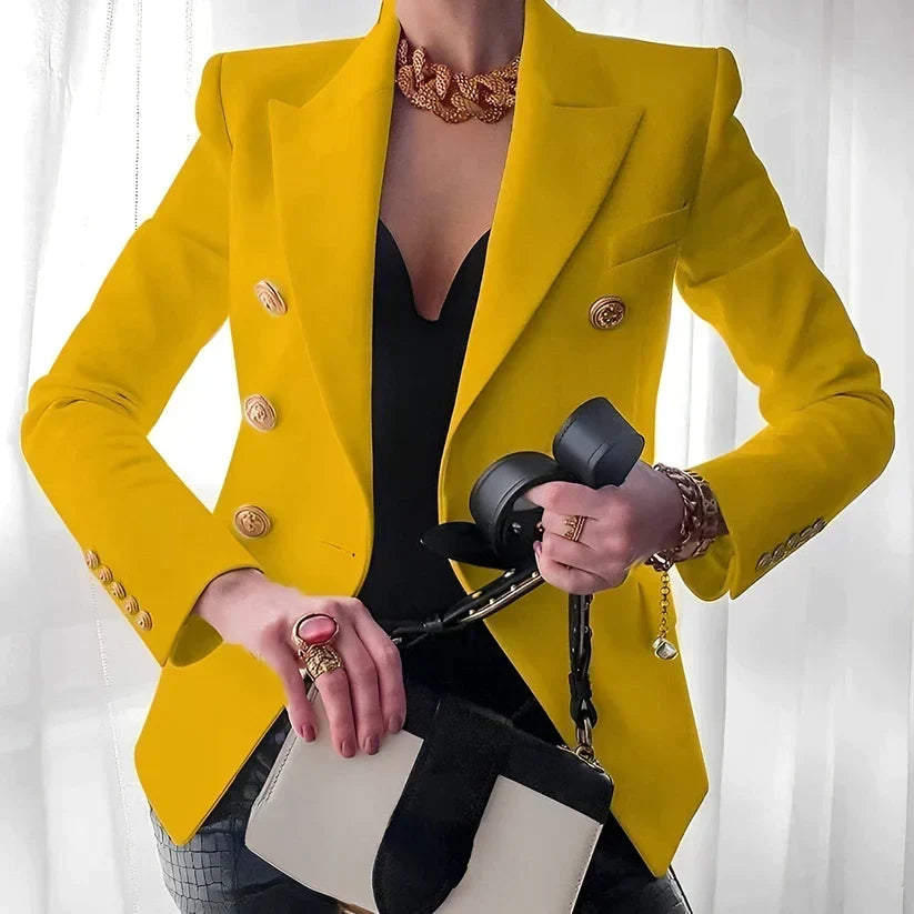 Blazer femme droit doublé à épaules structurées, col à revers et manches longues 4