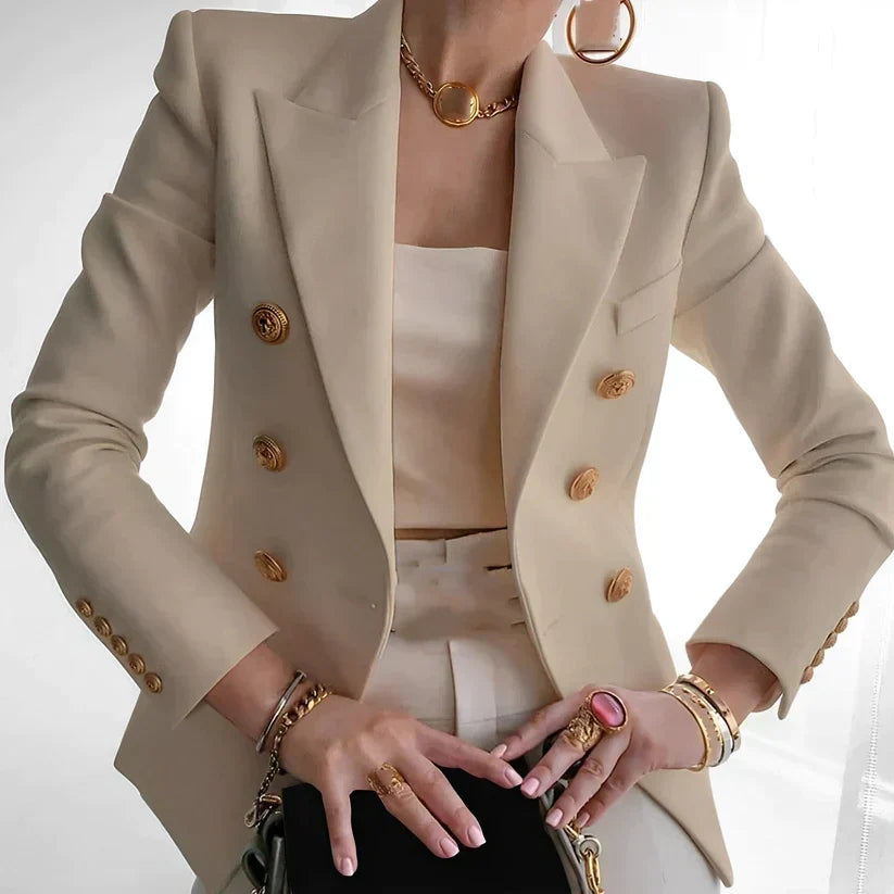 Blazer femme droit doublé à épaules structurées, col à revers et manches longues 7