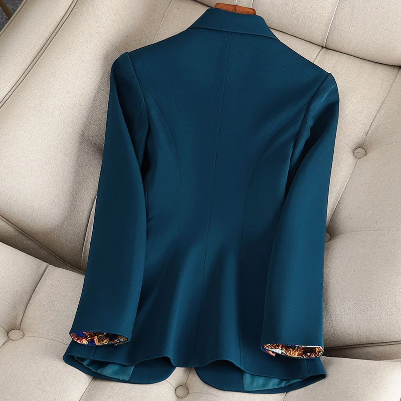 Blazer femme léger en coton et polyester à un bouton avec col à revers pour le travail et la soirée 6