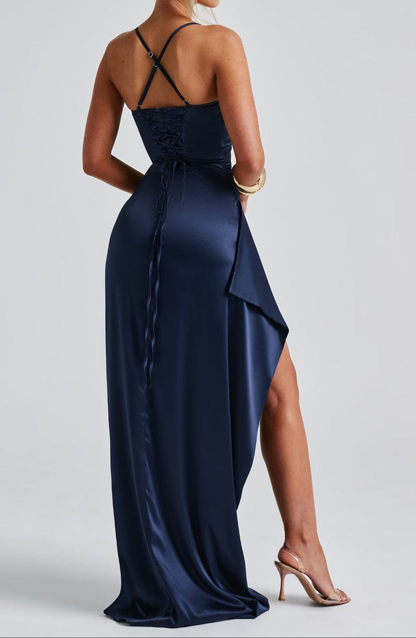 Robe de soirée maxi bleu marine femme