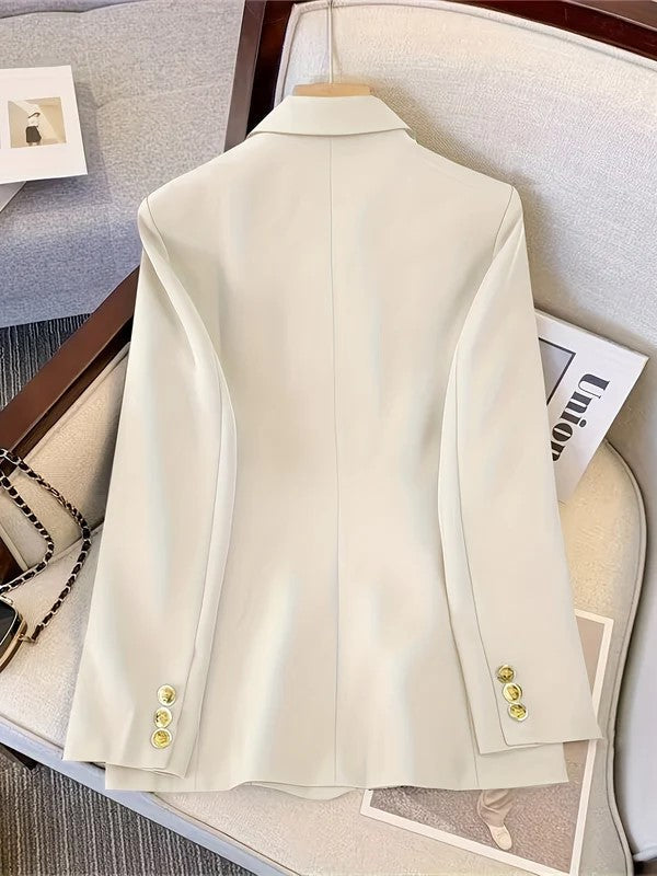 Blazer femme croisé à boutons dorés, col à revers et poches à rabat 6