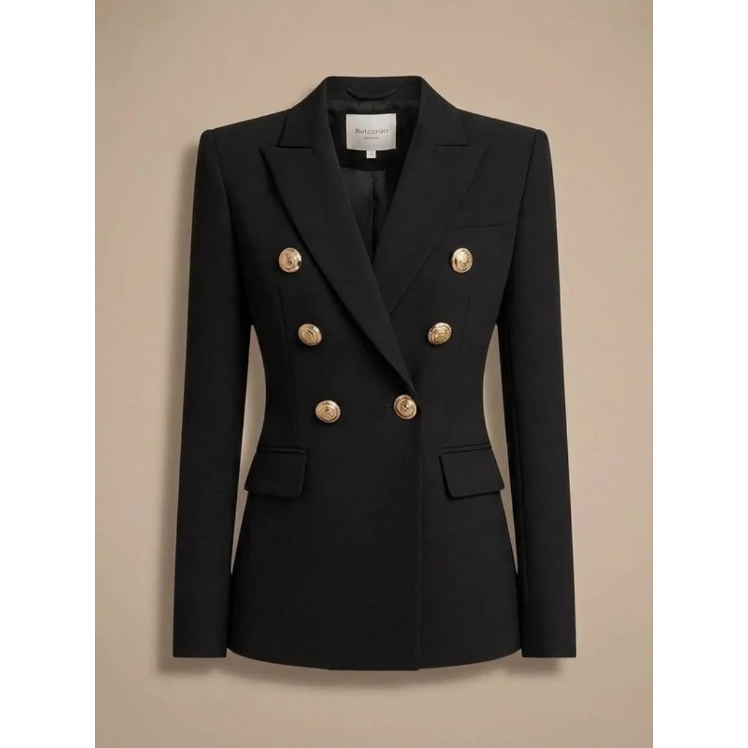 Blazer femme à boutons dorés col à revers et poches à rabat 10