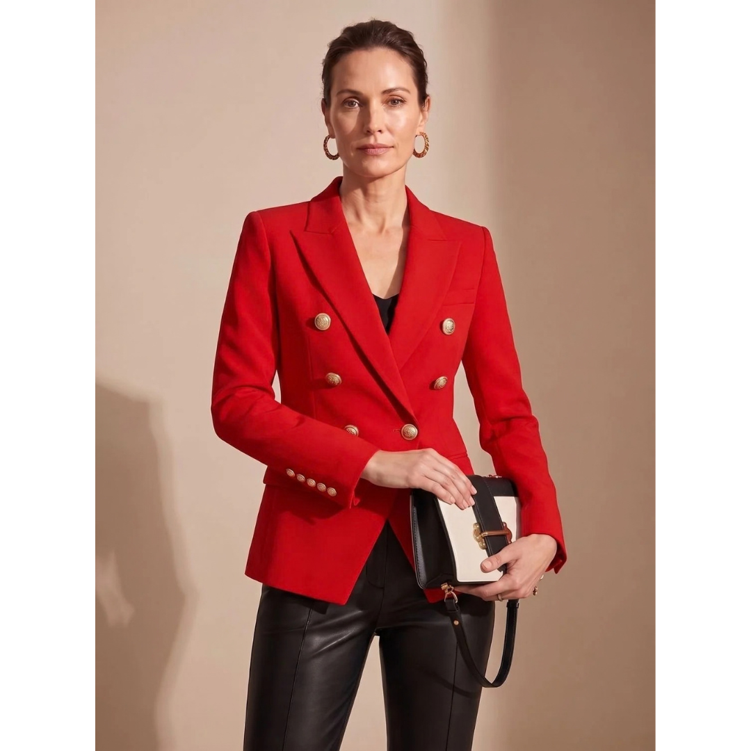 Blazer femme à boutons dorés col à revers et poches à rabat 5