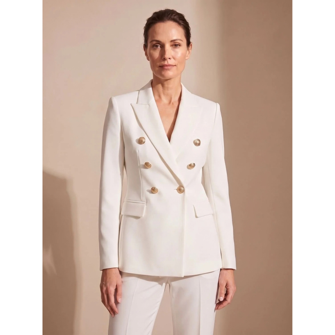 Blazer femme à boutons dorés col à revers et poches à rabat 6