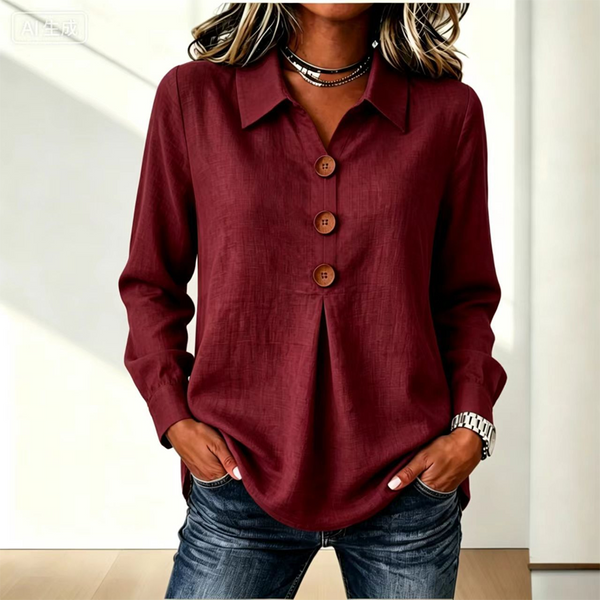 Blouse femme à col classique et boutons décoratifs 11