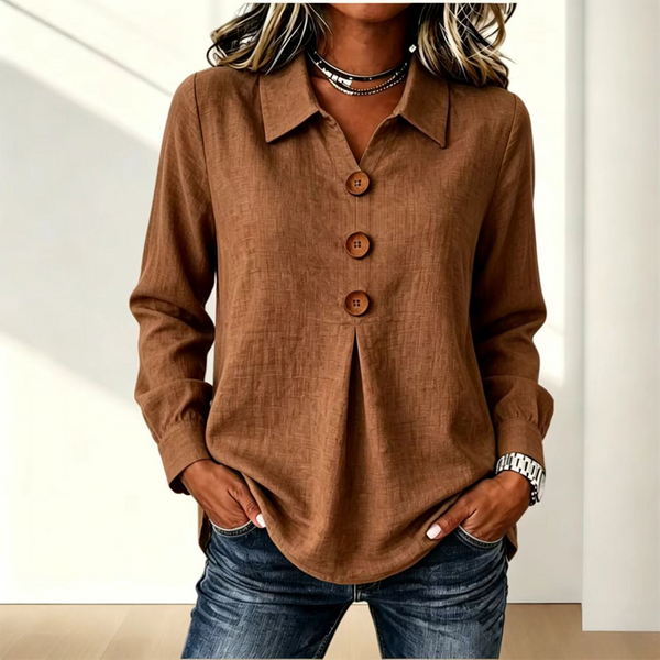 Blouse femme à col classique et boutons décoratifs 3