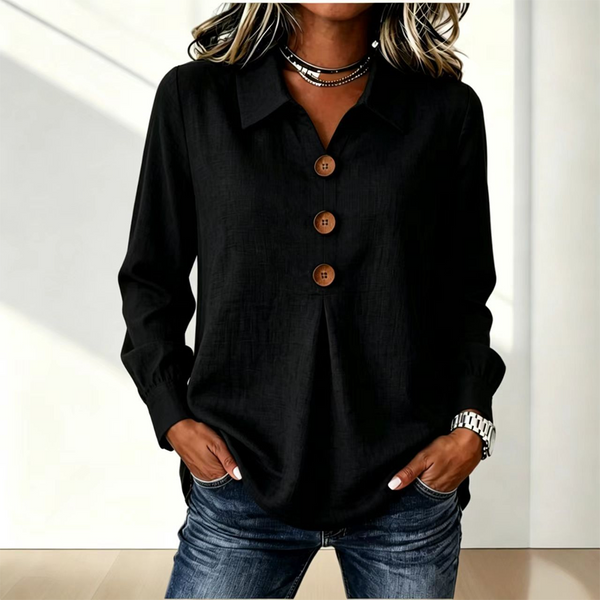 Blouse femme à col classique et boutons décoratifs 4