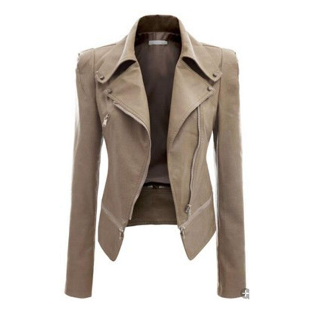 Blouson femme en simili cuir et suédine à manches longues 3
