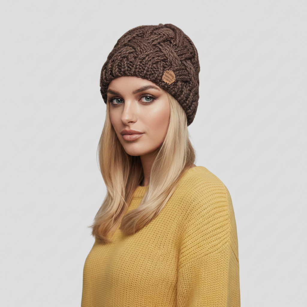 Bonnet en grosse maille torsadée 10