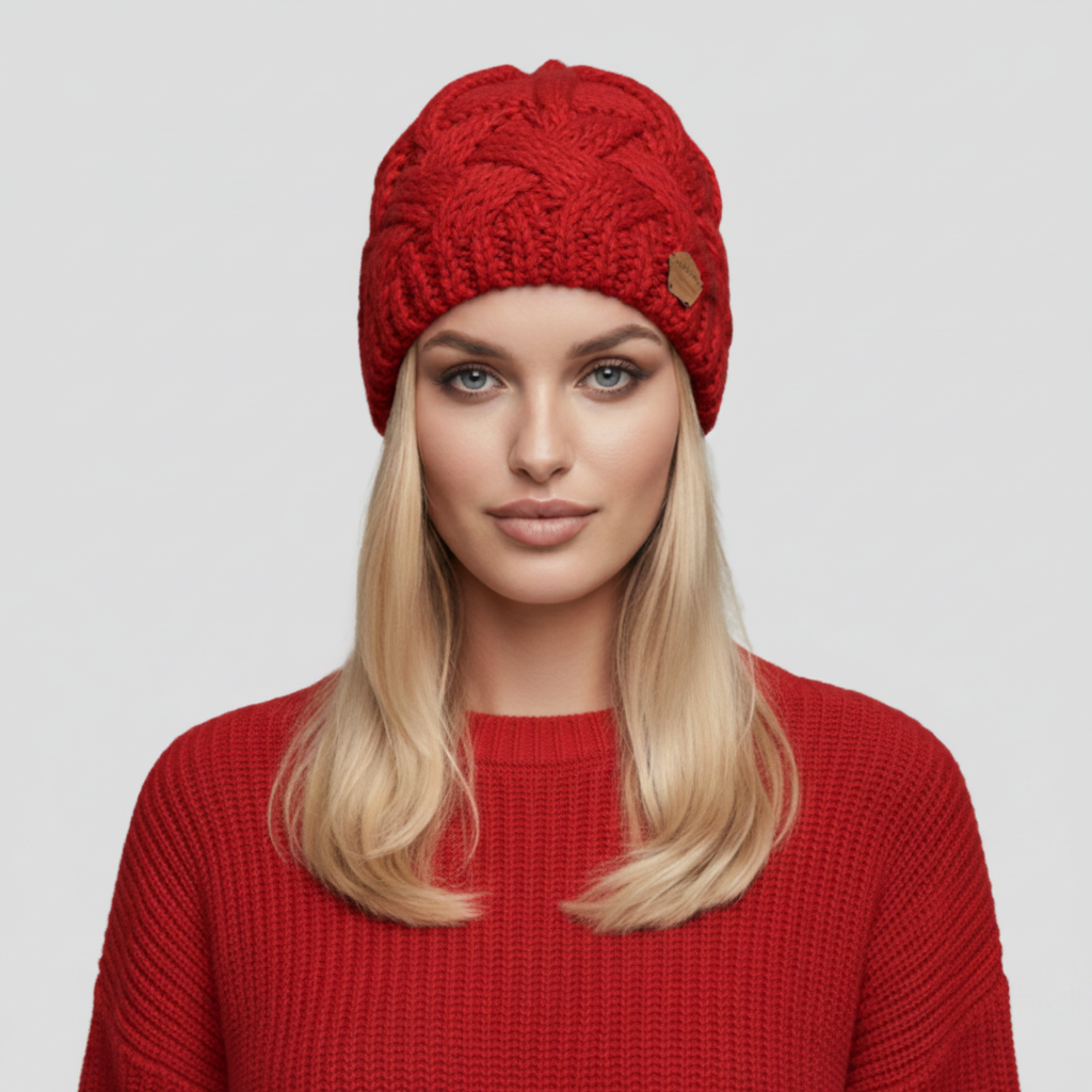 Bonnet en grosse maille torsadée 2