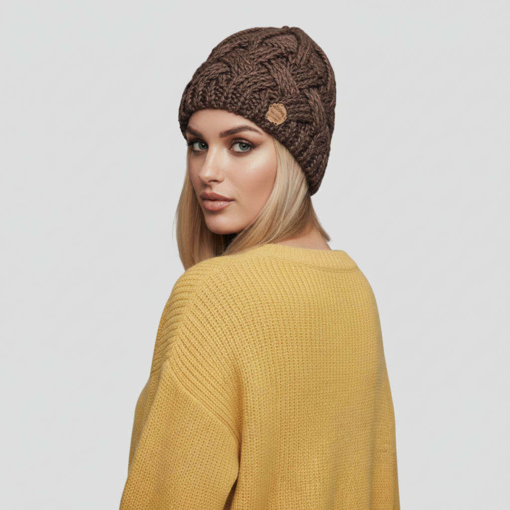 Bonnet en grosse maille torsadée 9