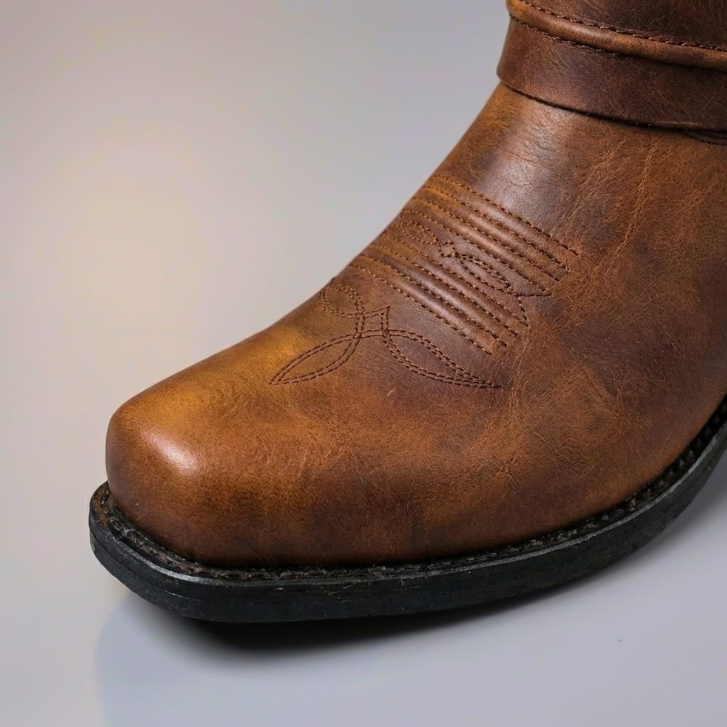 Bottes en cuir homme mi-mollet à bout carré style western 3