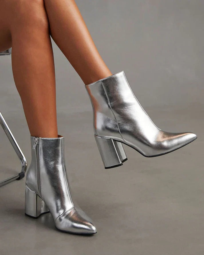 Bottines à talon bloc et bout pointu avec fermeture éclair 2