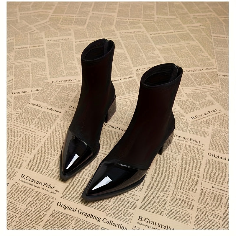 Bottines femme à bout pointu et talon bloc stable 1