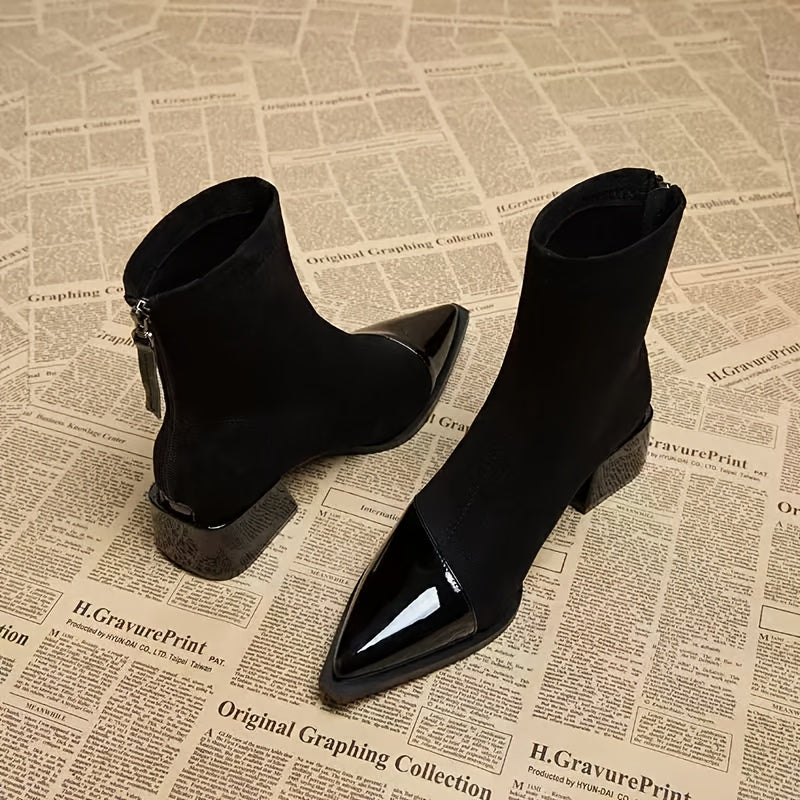 Bottines femme à bout pointu et talon bloc stable 4