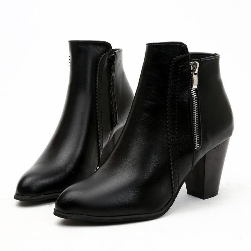 Bottines femme à talon carré et fermeture éclair latérale au design intemporel 3