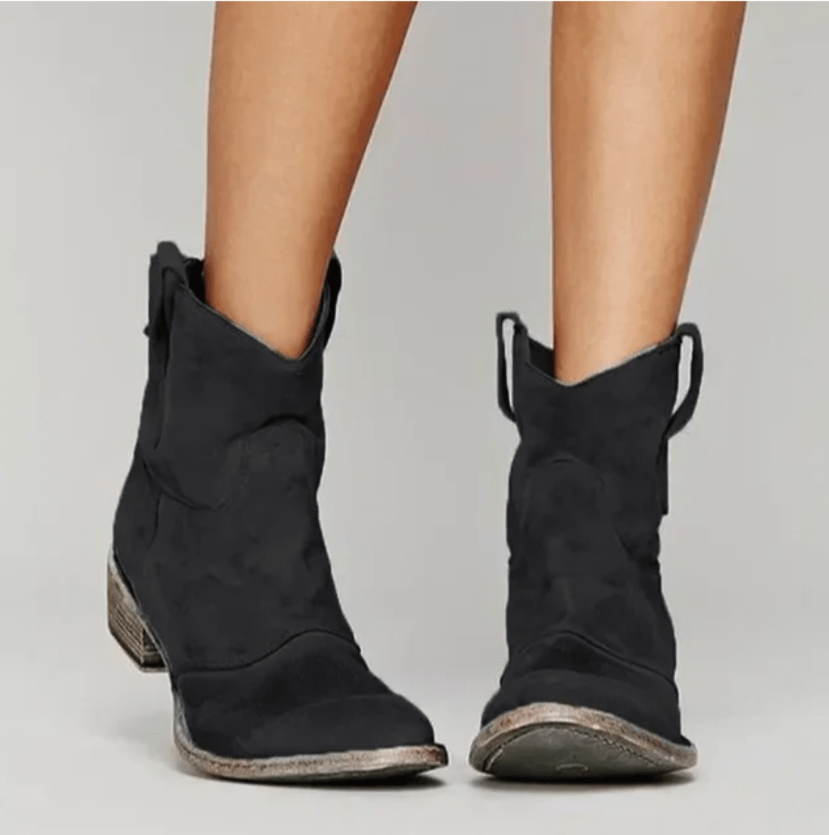 Bottines femme en daim à talon carré large avec fermeture éclair latérale et semelle antidérapante 4