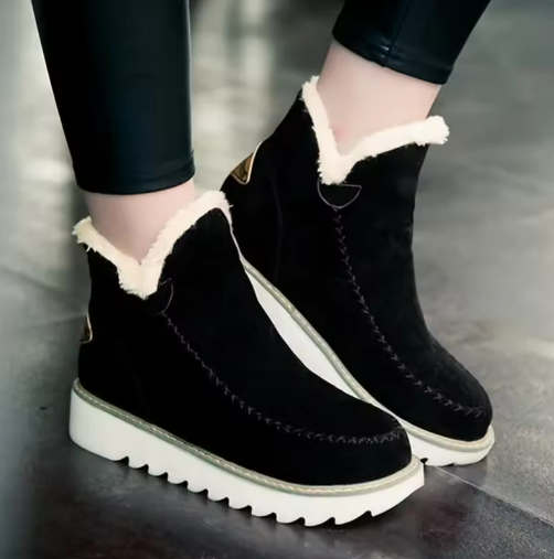Bottines fourrées en daim femme à semelle plateforme 2