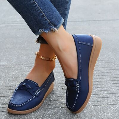 Mocassins femme à talon compensé tressés 7