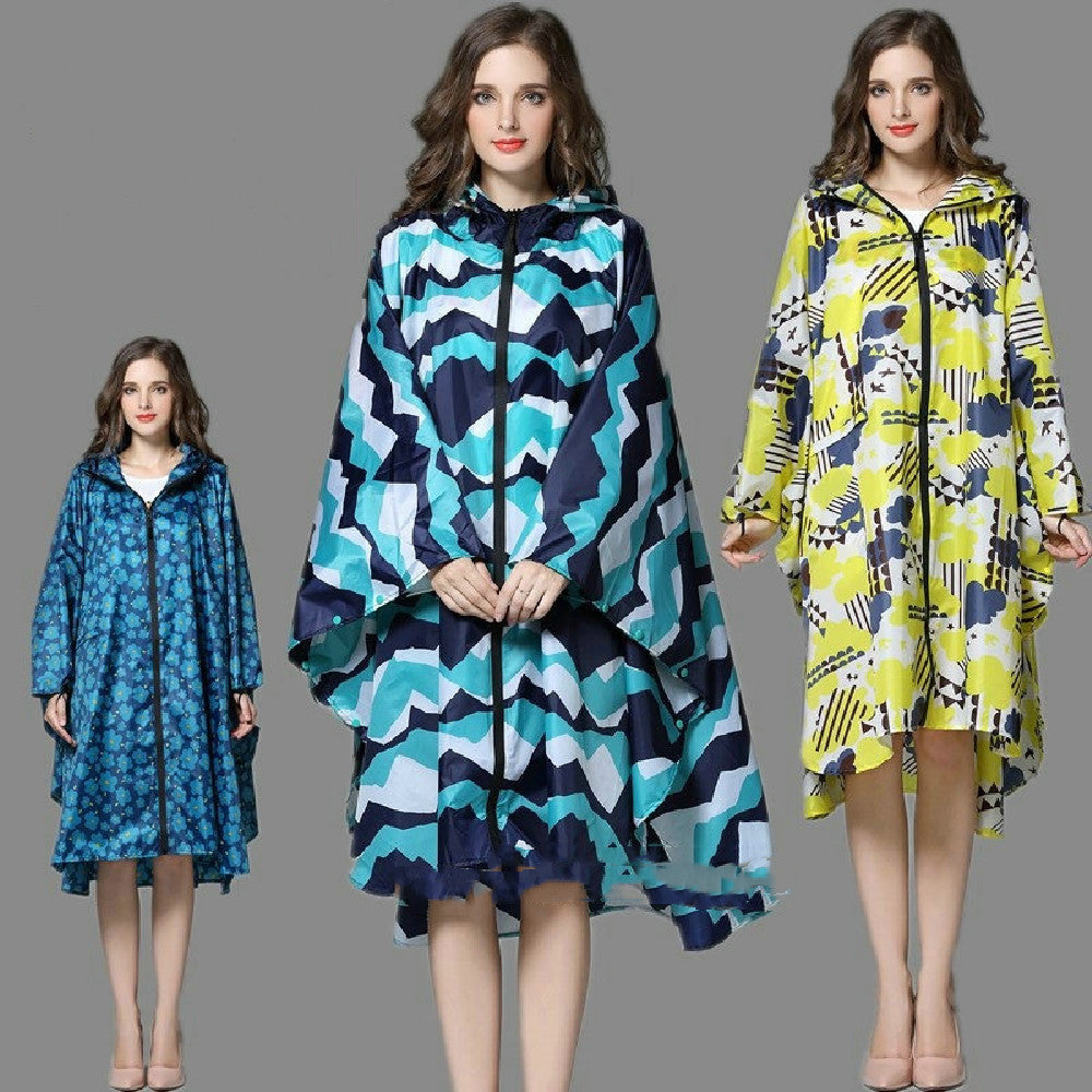 Cape de pluie femme imperméable mi-longue à capuche et fermeture éclair 15