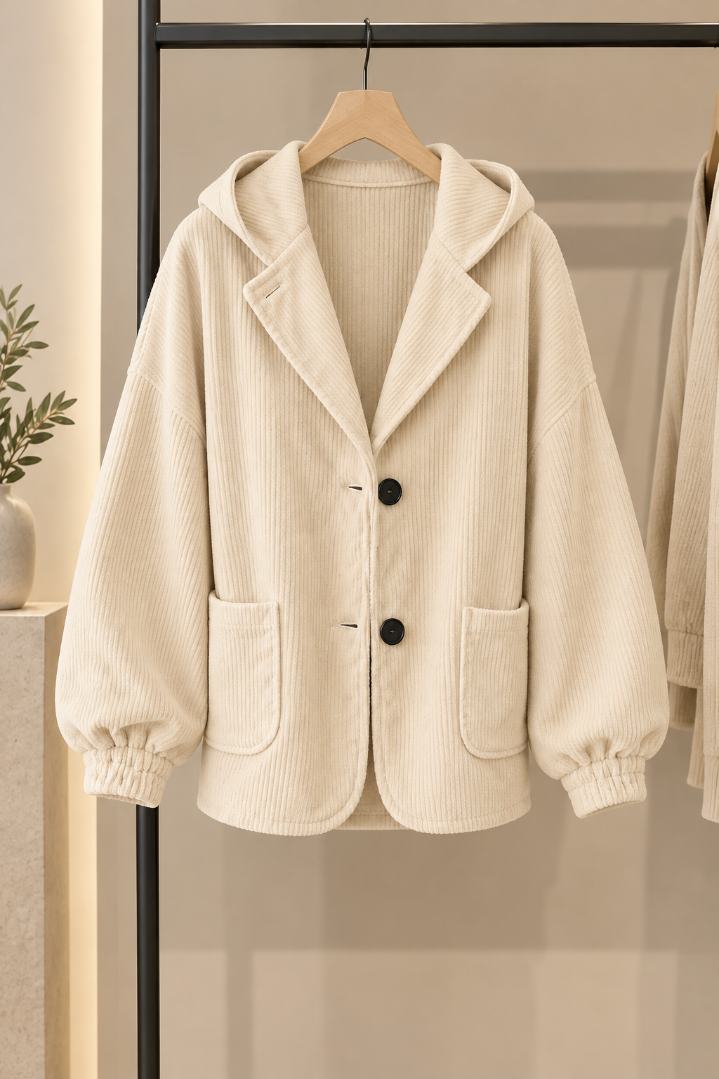 Cardigan femme à capuche en velours côtelé coupe oversize 9