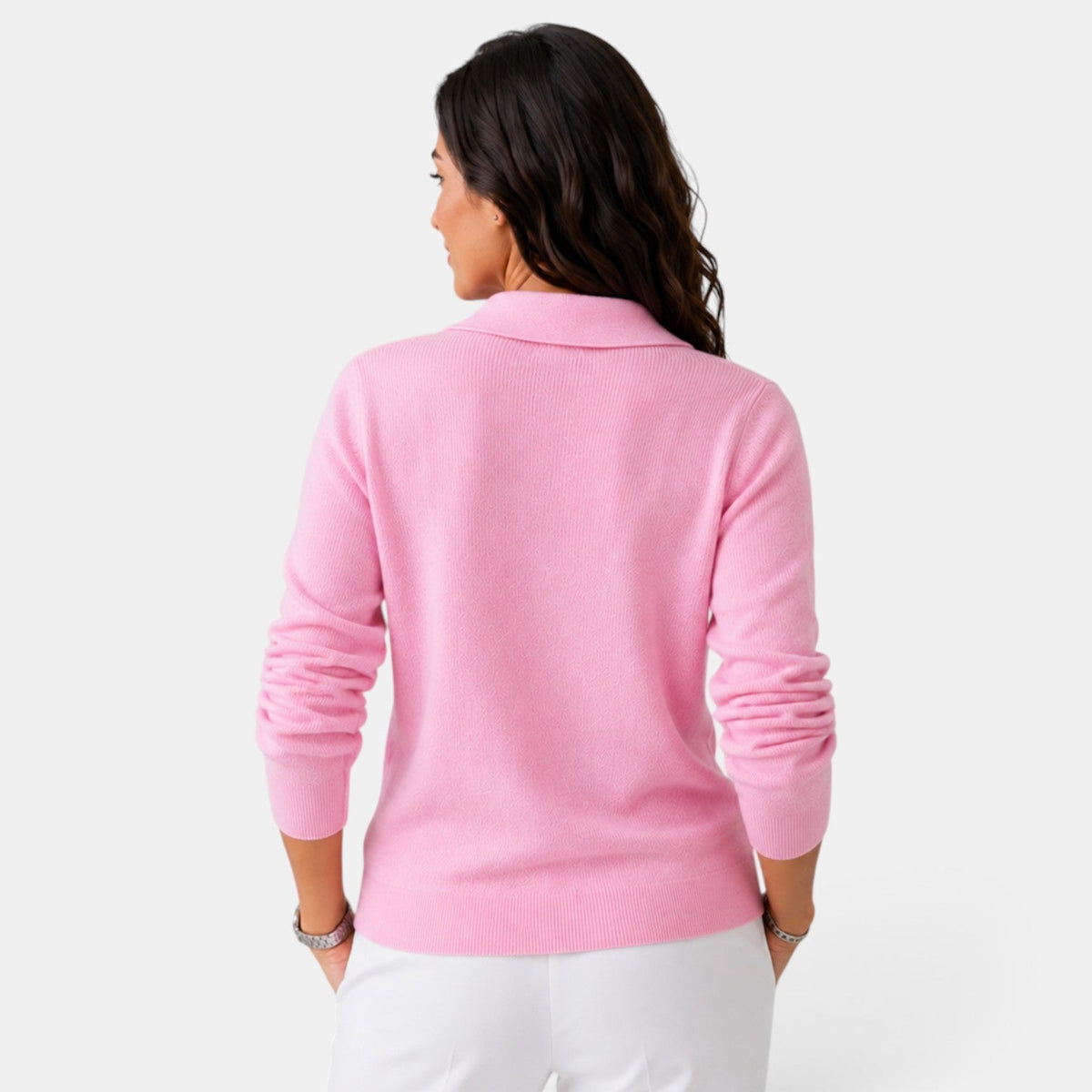 Cardigan femme en maille côtelée boutonné à col chemise 16