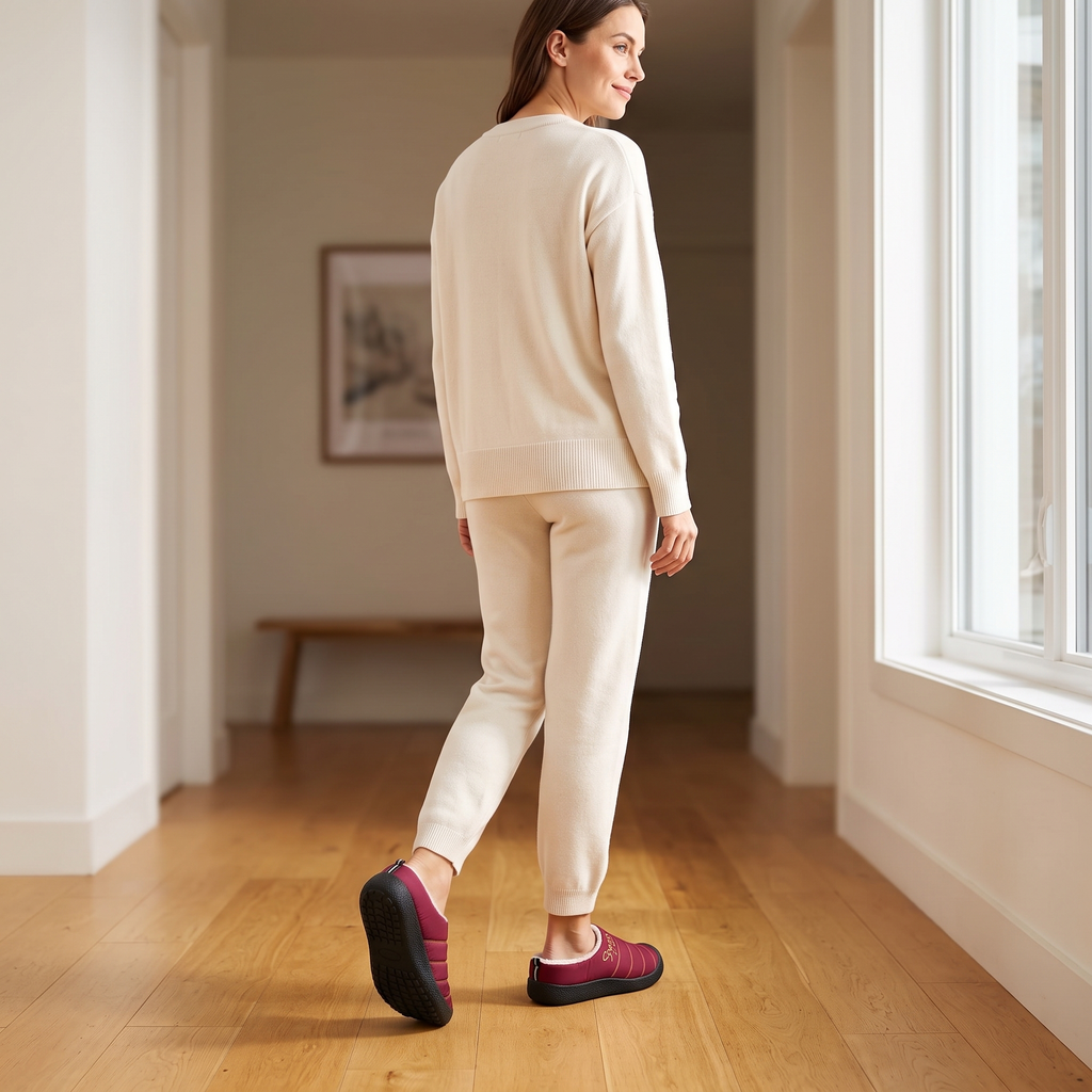 Chaussons femme matelassés doublés semelle épaisse extérieure 10