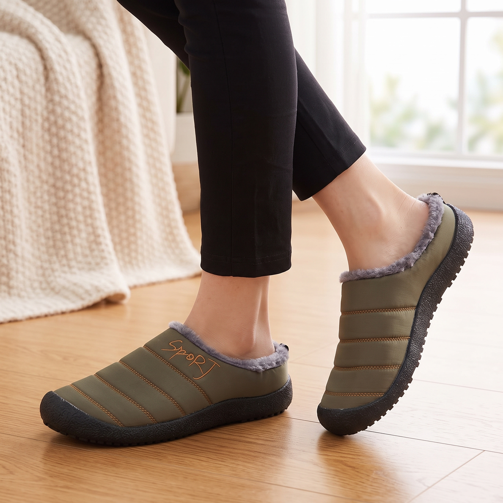Chaussons femme matelassés doublés semelle épaisse extérieure 2