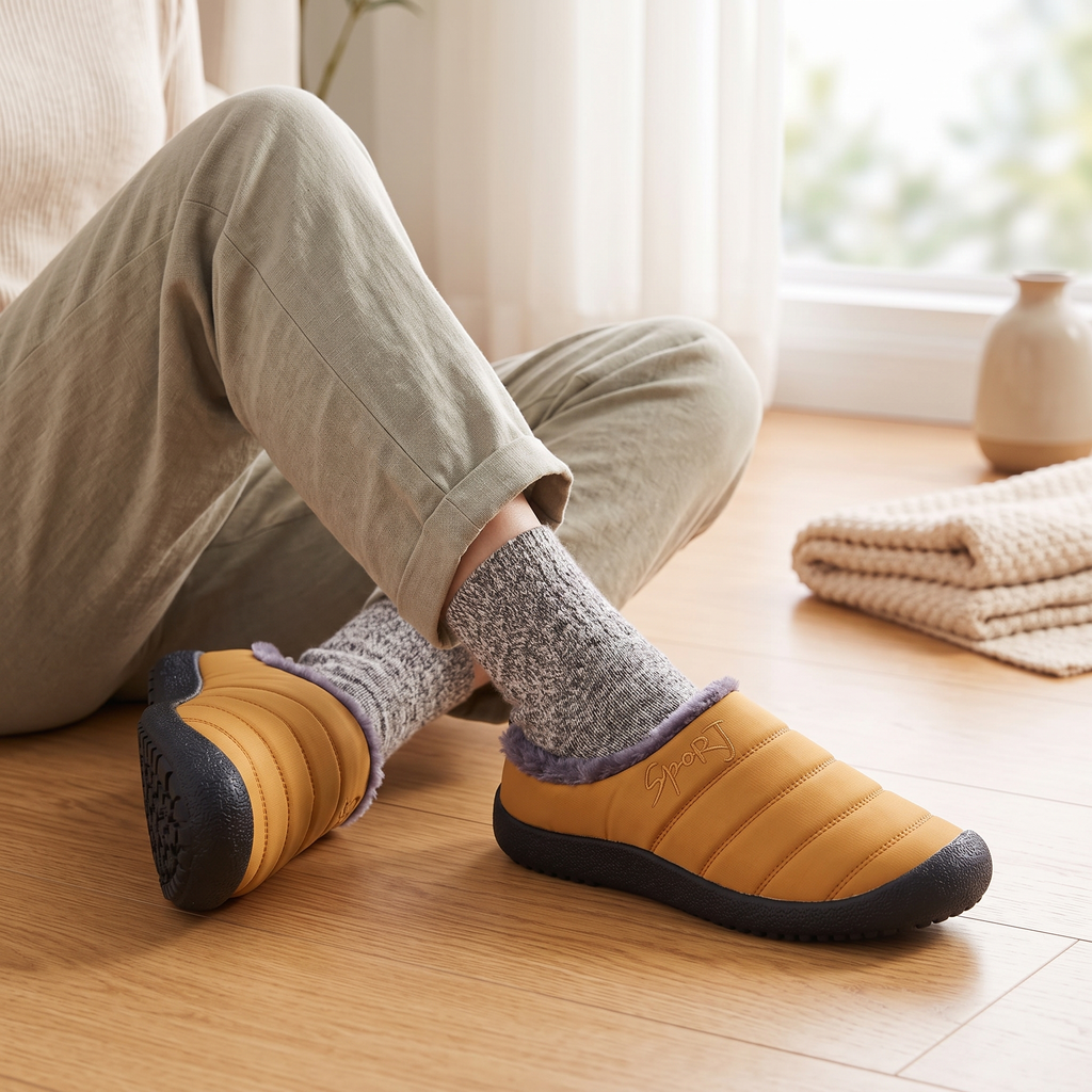 Chaussons femme matelassés doublés semelle épaisse extérieure 4