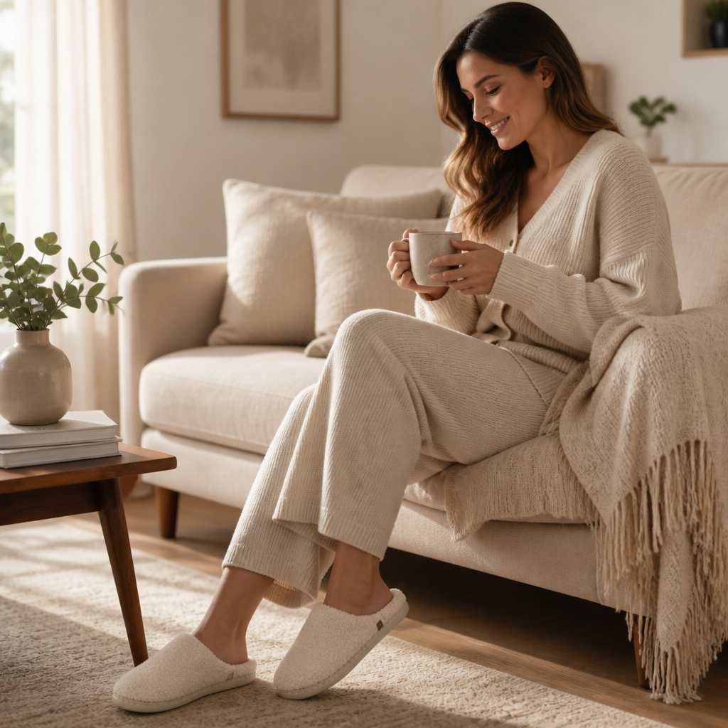 Chaussons femme moelleux antidérapants intérieur extérieur 8