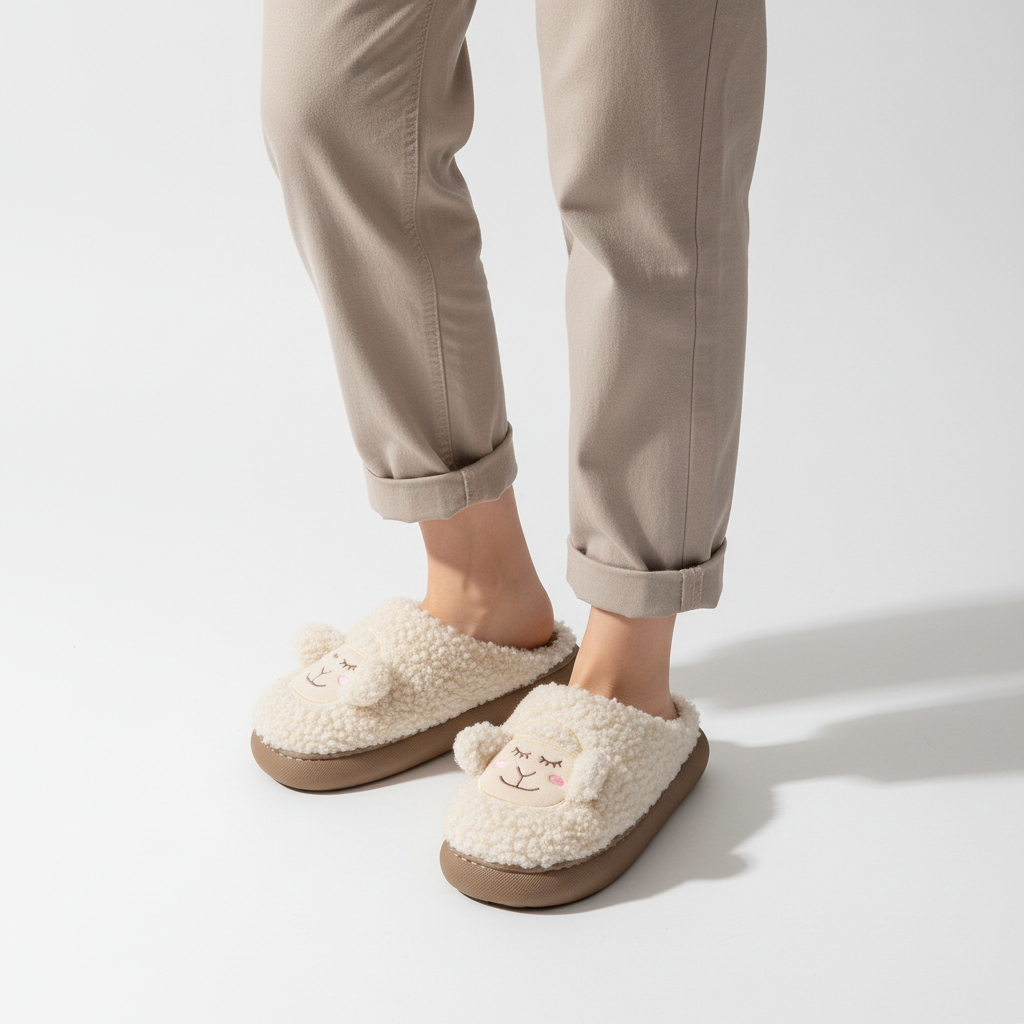 Chaussons femme peluche à enfiler semelle plateforme bout fermé 6
