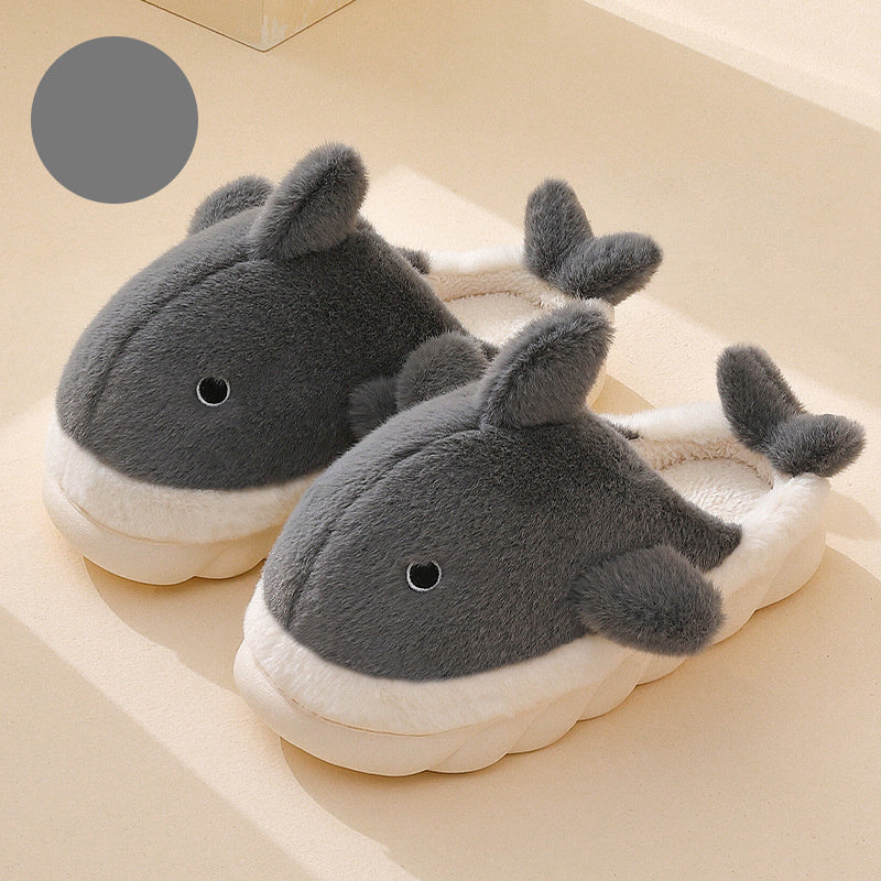 Chaussons femme peluche fantaisie forme requin semelle épaisse 2