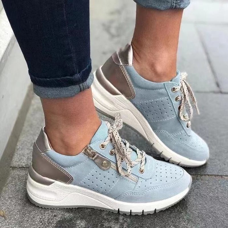 Chaussures de marche femme légères en textile respirant, semelle antidérapante, lacets élastiques et fermeture éclair 12