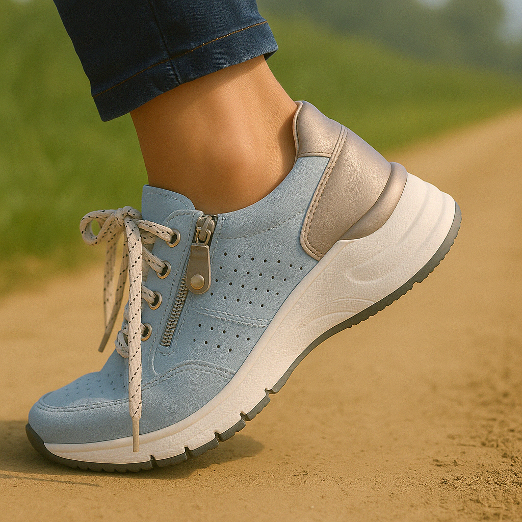 Chaussures de marche femme légères en textile respirant, semelle antidérapante, lacets élastiques et fermeture éclair 4