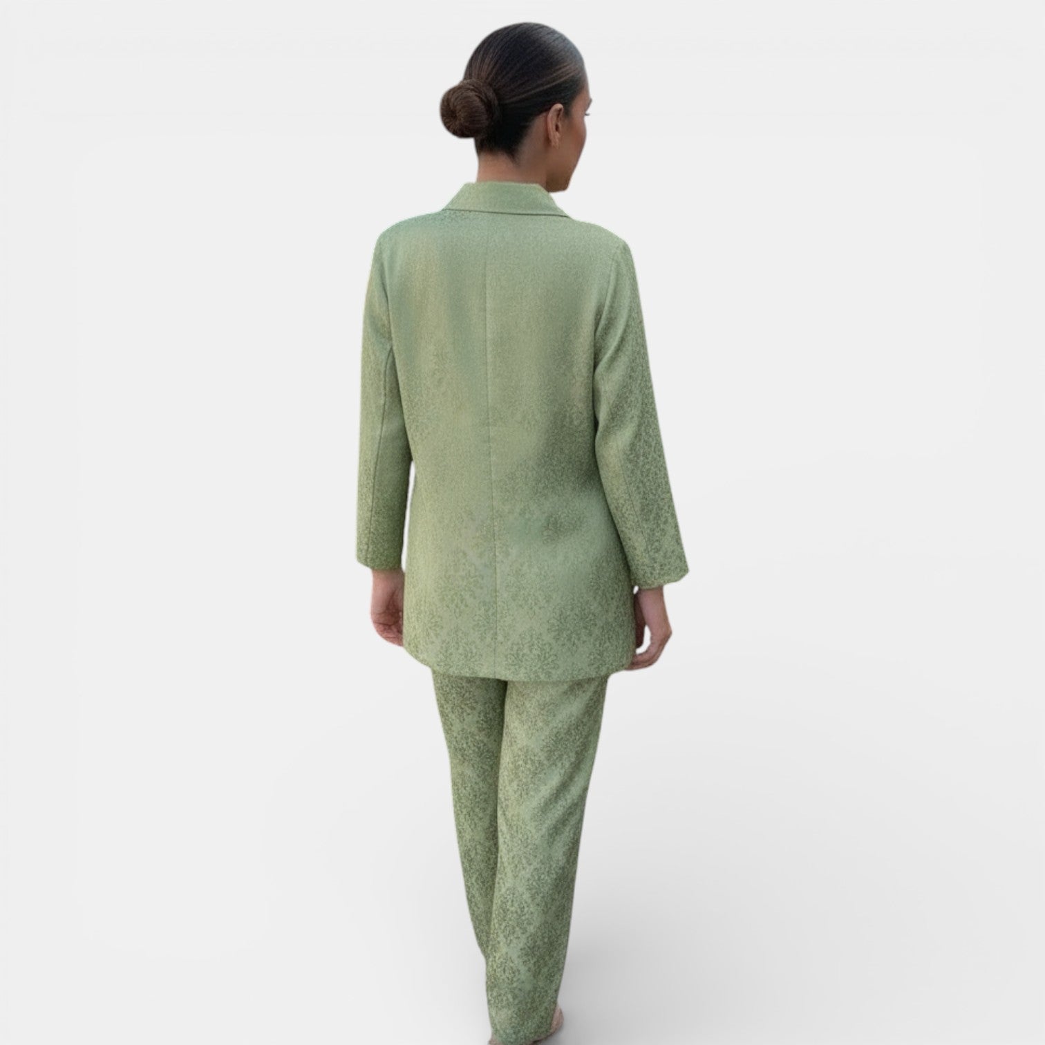 Ensemble blazer et pantalon large femme, tailleur chic à col en V