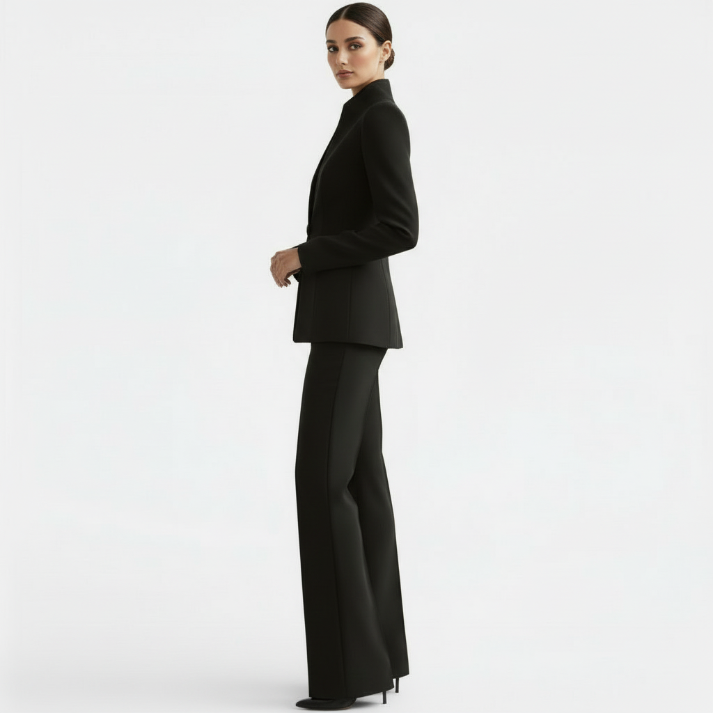 Ensemble tailleur femme veste cintrée et pantalon élégant