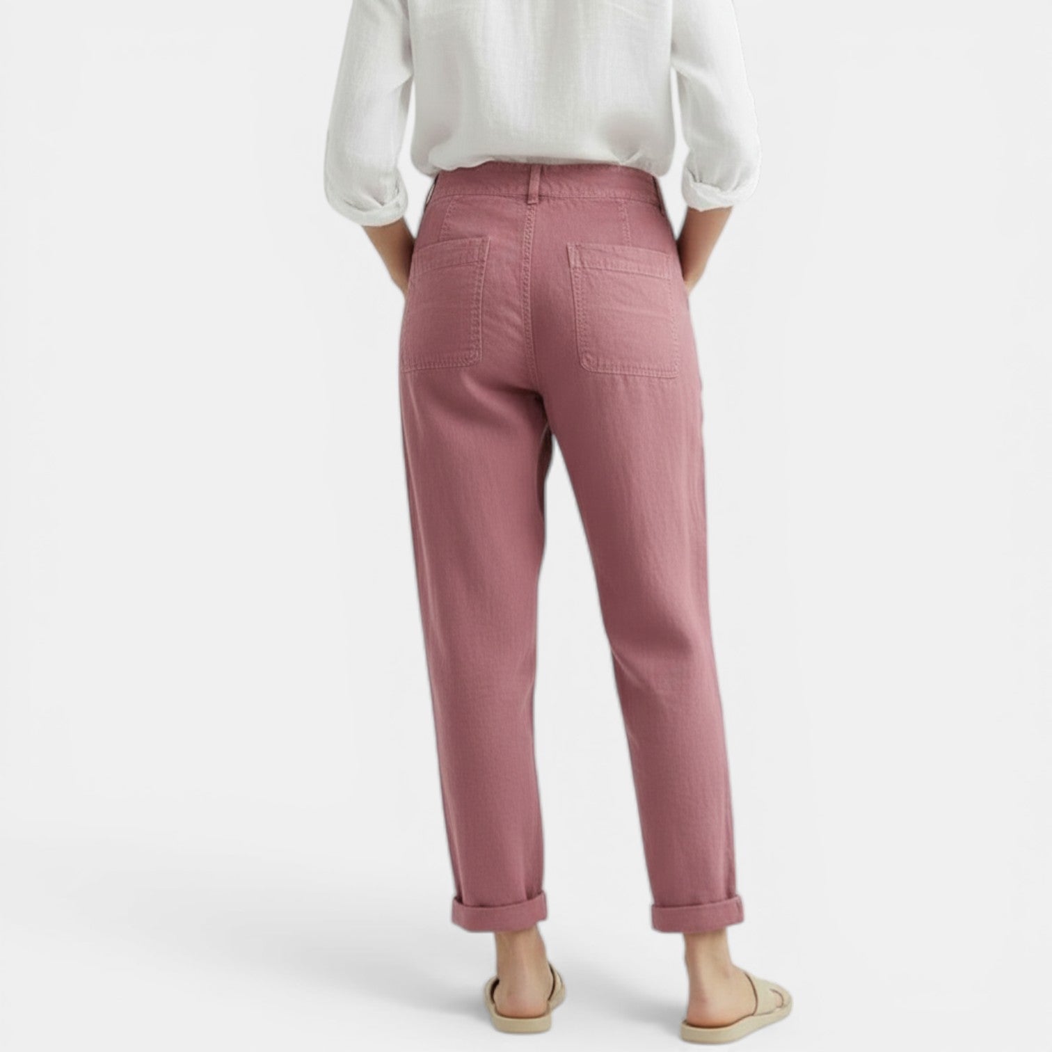 Pantalon large en coton et lin femme