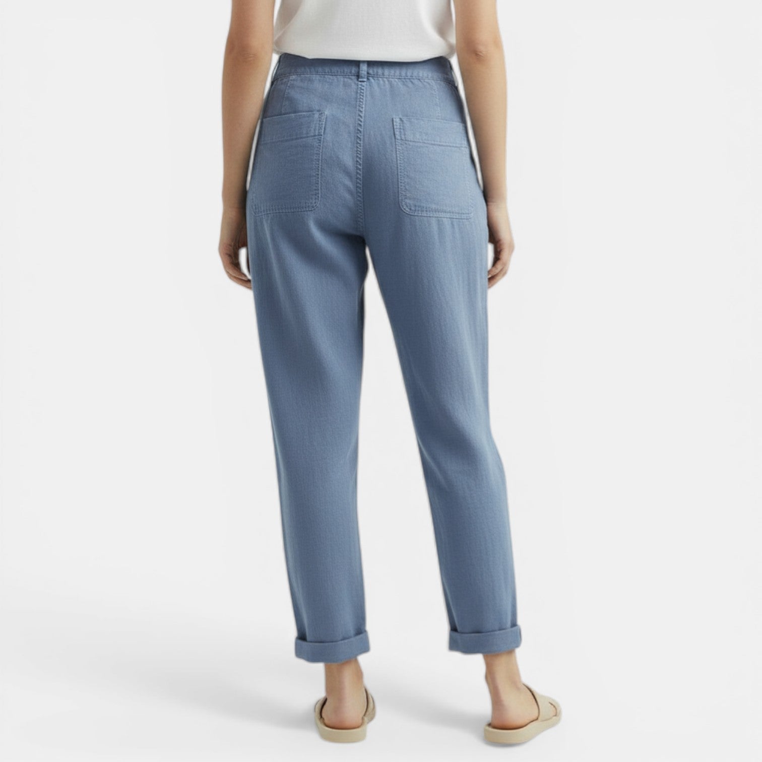 Pantalon large en coton et lin femme