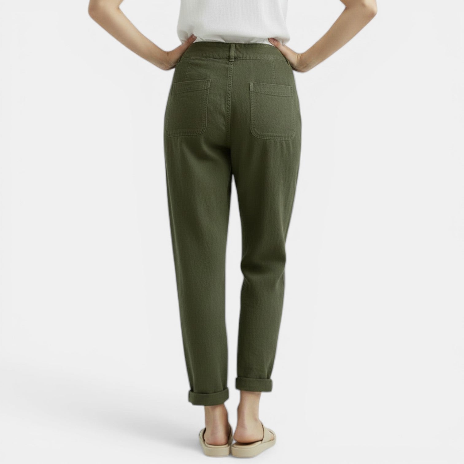 Pantalon large en coton et lin femme